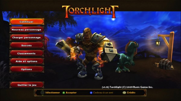 Page d'accueil du jeu